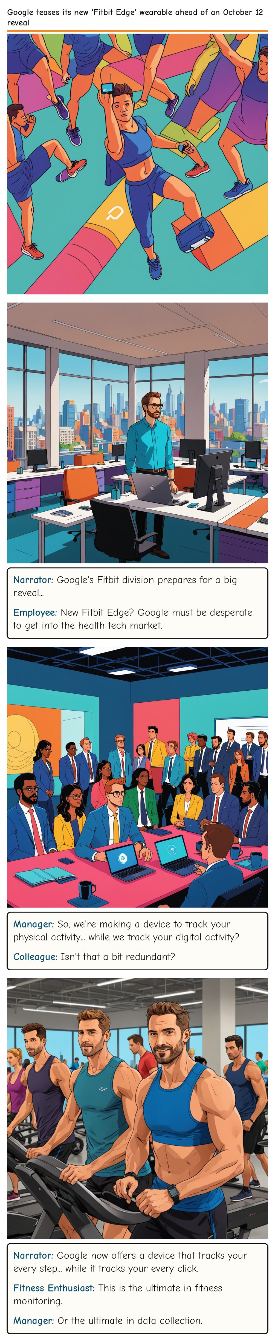 Google teases its new 'Fitbit Edge' wearable ahead of an October 12 reveal — comic strip