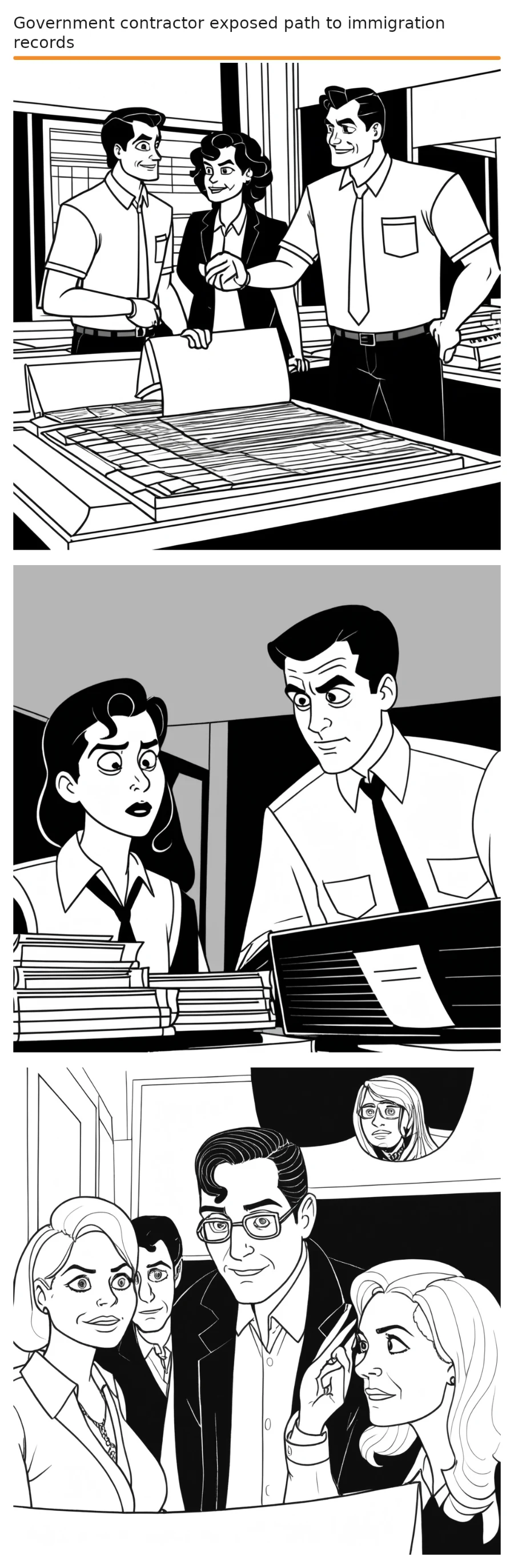 Government contractor exposed path to immigration records — comic strip