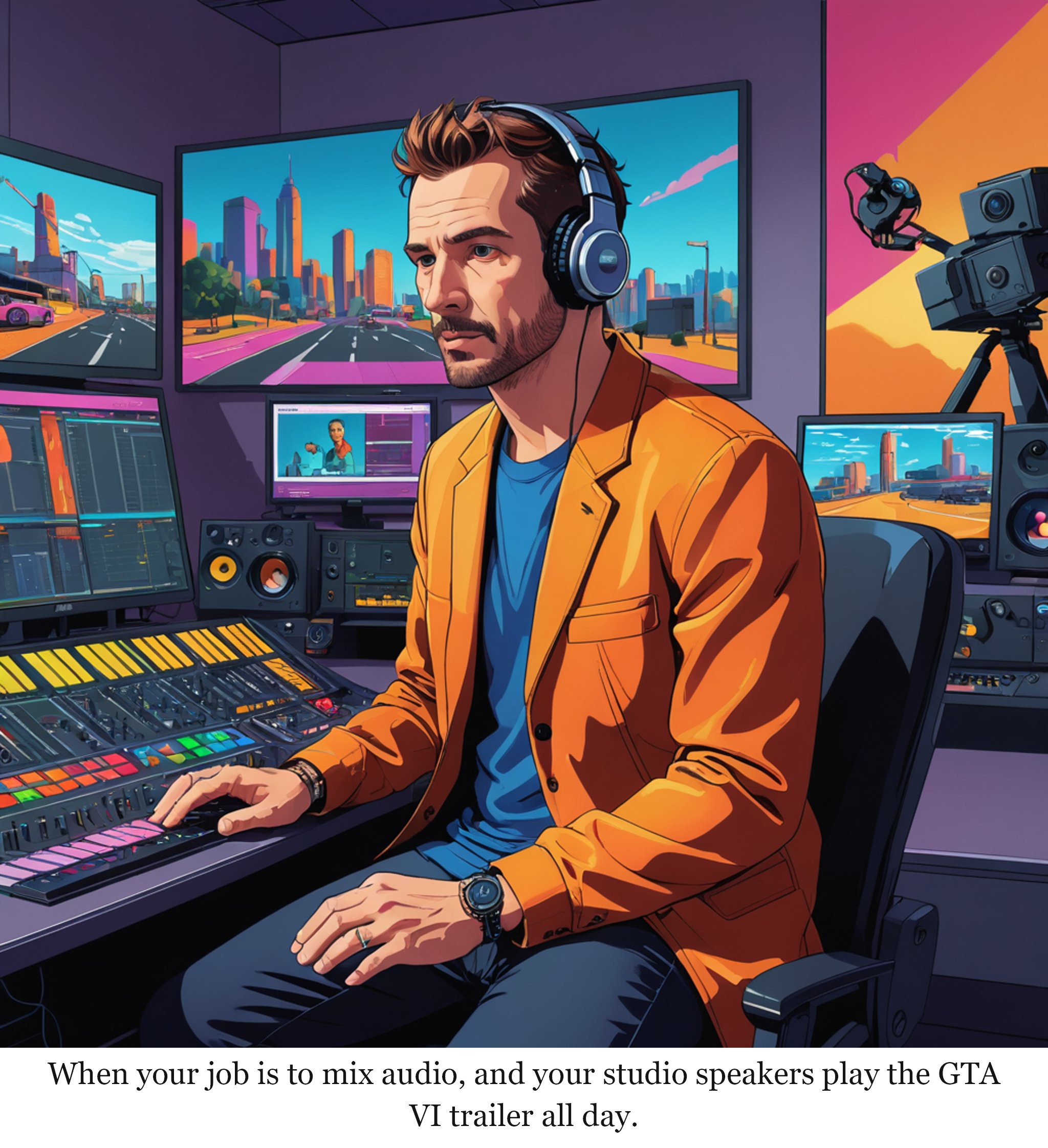 GTA 6 - all you need to know about Rockstar's blockbuster game — one-panel cartoon