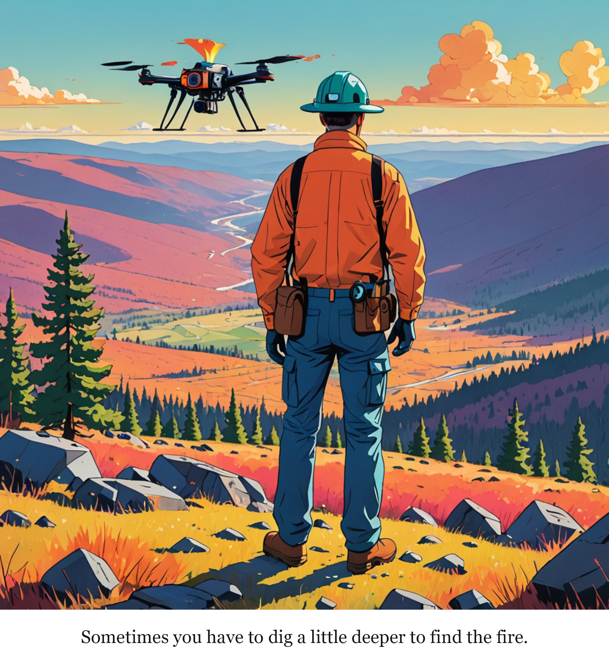 How drones are hunting fires hidden beneath the Cairngorms — one-panel cartoon