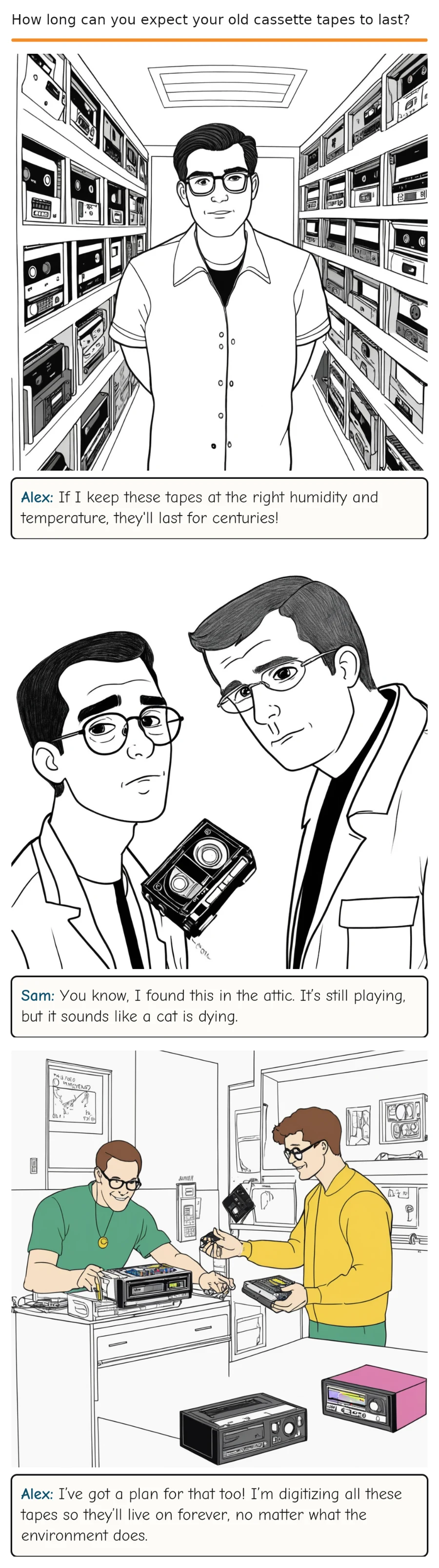 How long can you expect your old cassette tapes to last? — comic strip