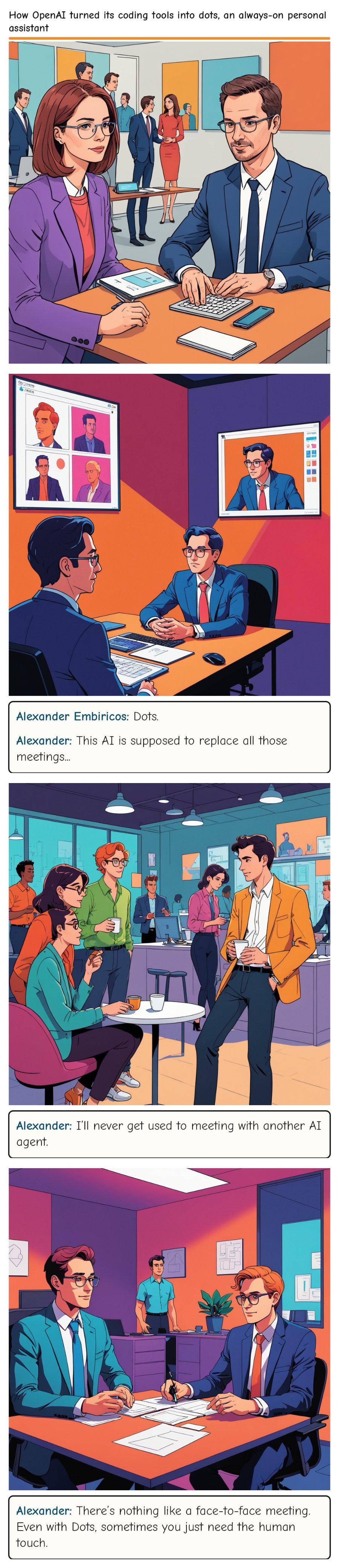 How OpenAI turned its coding tools into dots, an always-on personal assistant — comic strip
