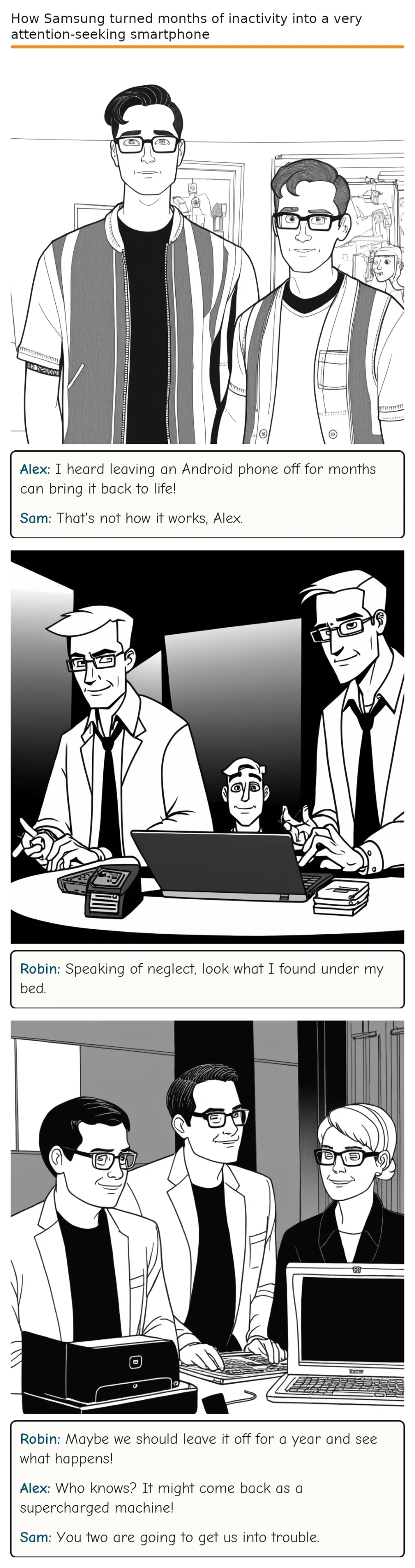 How Samsung turned months of inactivity into a very attention-seeking smartphone — comic strip