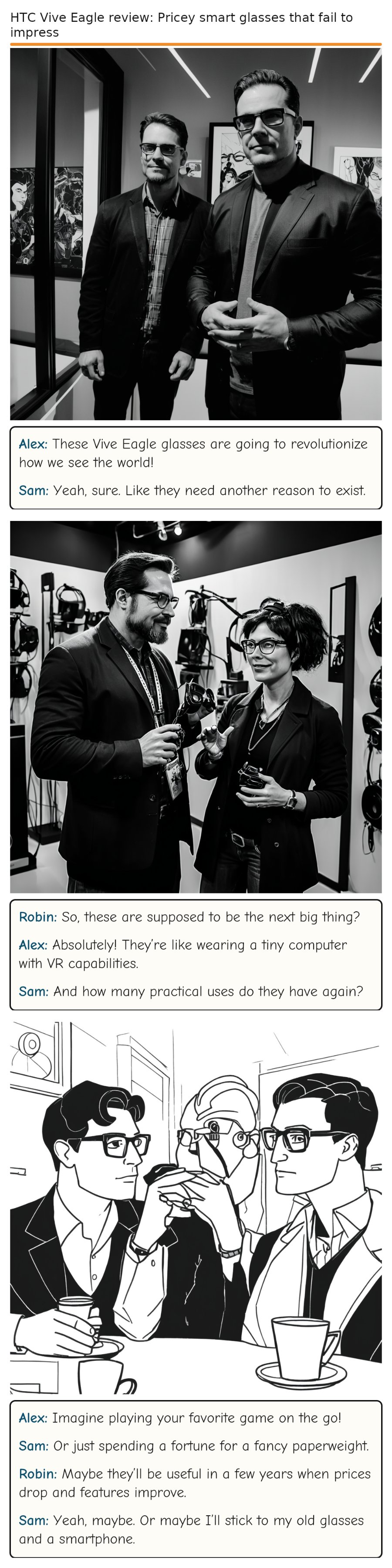 HTC Vive Eagle review: Pricey smart glasses that fail to impress — comic strip
