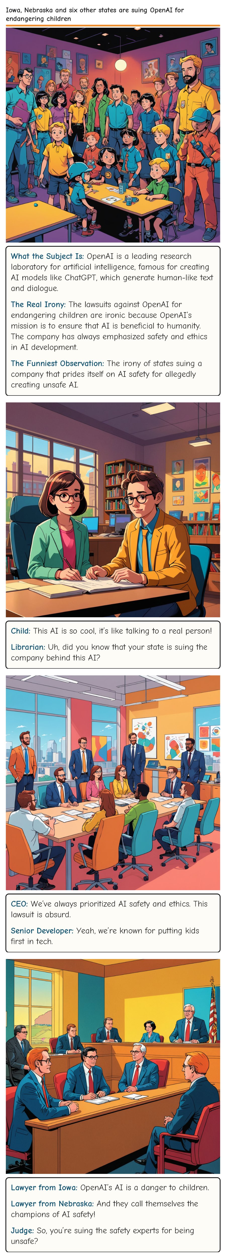 Iowa, Nebraska and six other states are suing OpenAI for endangering children — comic strip
