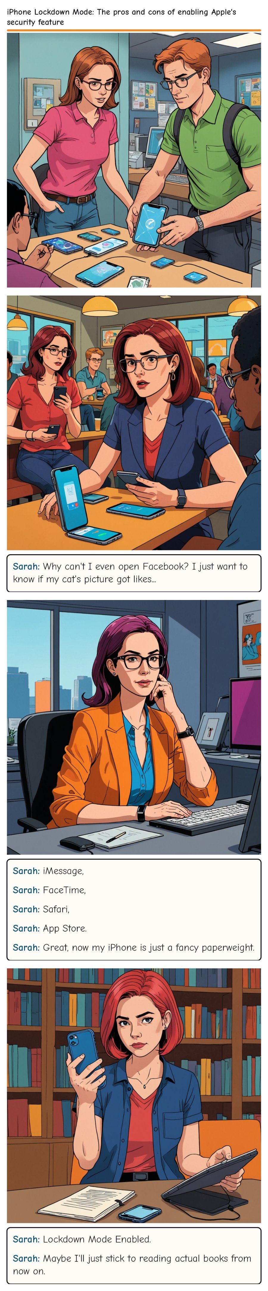 iPhone Lockdown Mode: The pros and cons of enabling Apple's security feature — comic strip
