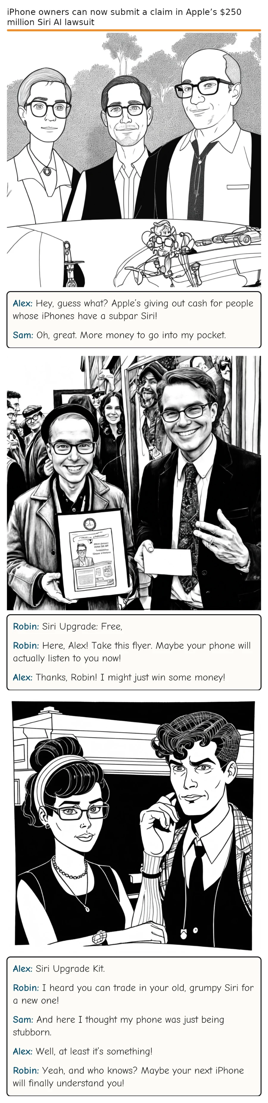 iPhone owners can now submit a claim in Apple’s $250 million Siri AI lawsuit — comic strip