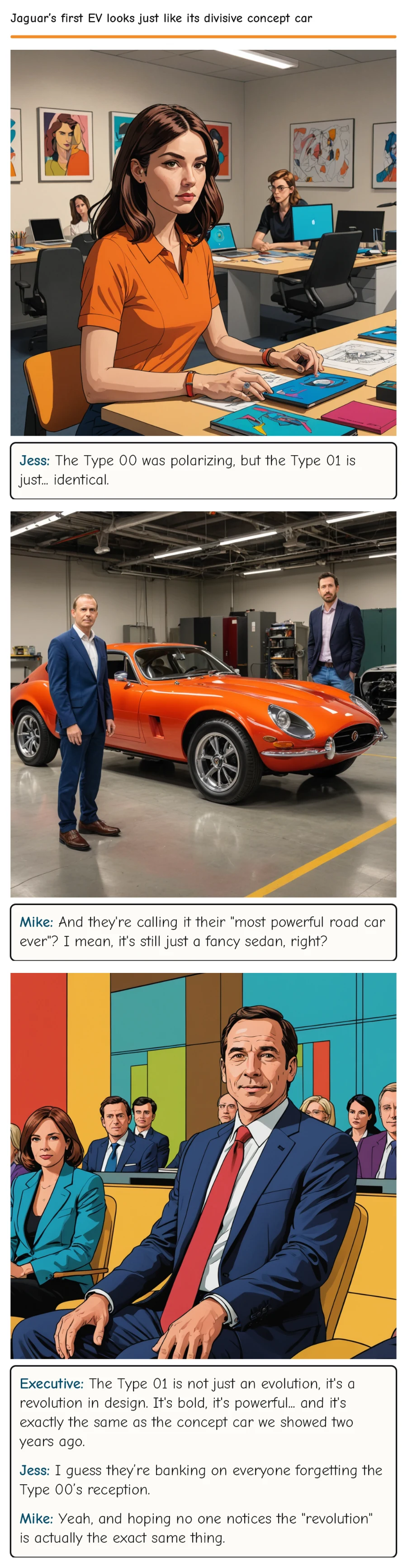 Jaguar’s first EV looks just like its divisive concept car — comic strip