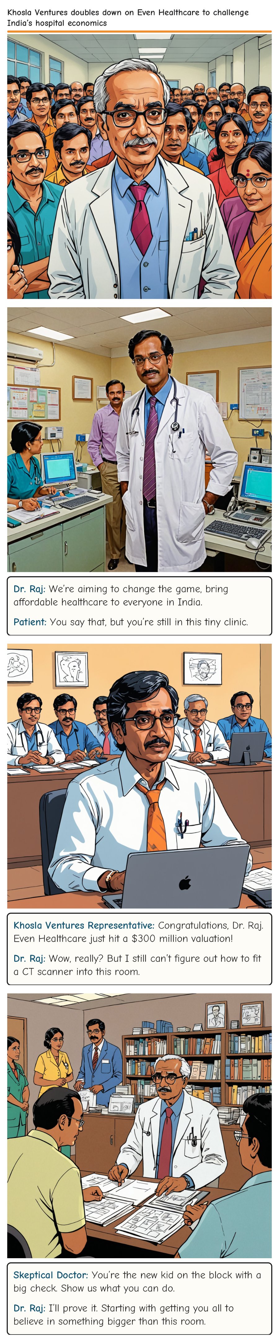 Khosla Ventures doubles down on Even Healthcare to challenge India’s hospital economics — comic strip