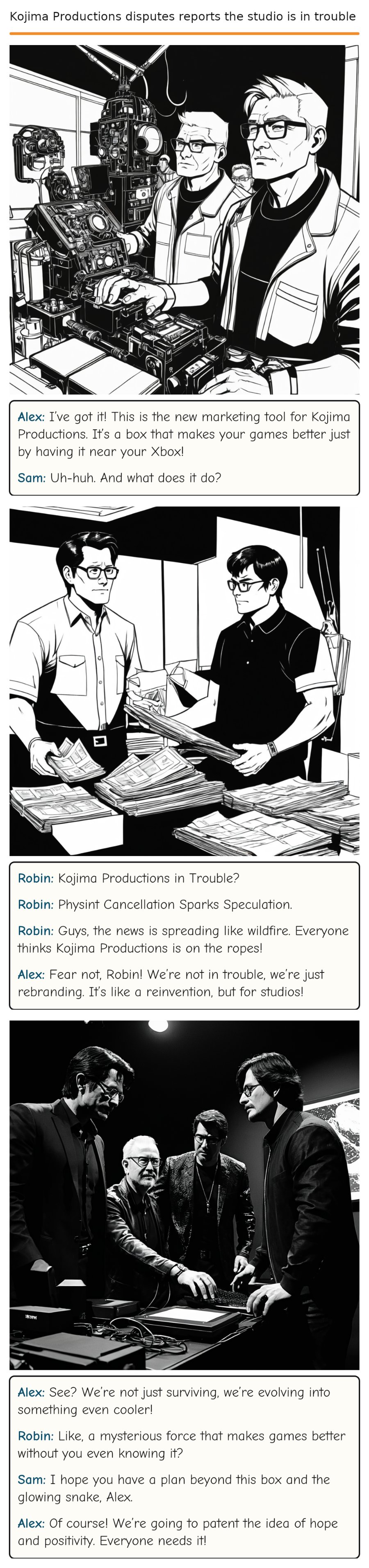 Kojima Productions disputes reports the studio is in trouble — comic strip