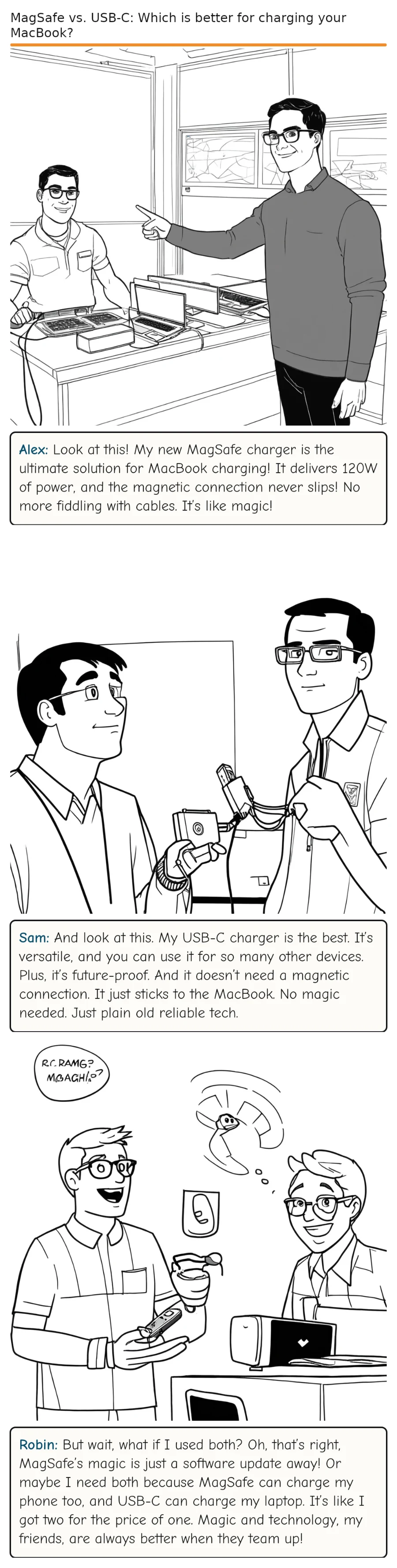 MagSafe vs. USB-C: Which is better for charging your MacBook? — comic strip