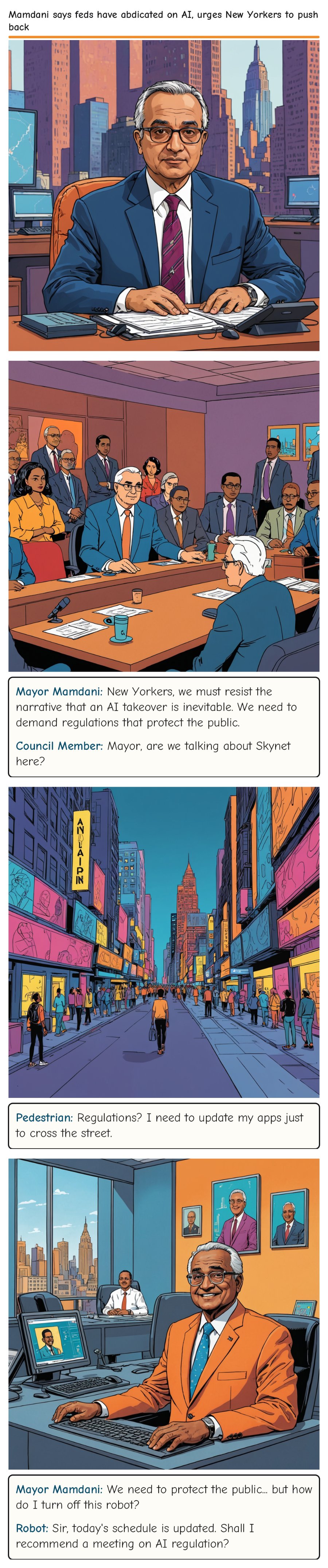 Mamdani says feds have abdicated on AI, urges New Yorkers to push back — comic strip