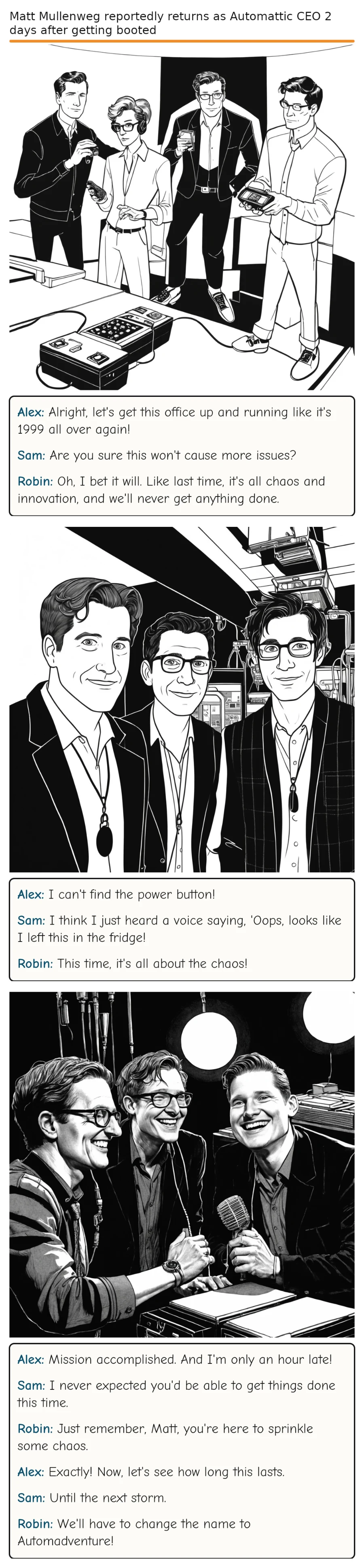 Matt Mullenweg reportedly returns as Automattic CEO 2 days after getting booted — comic strip