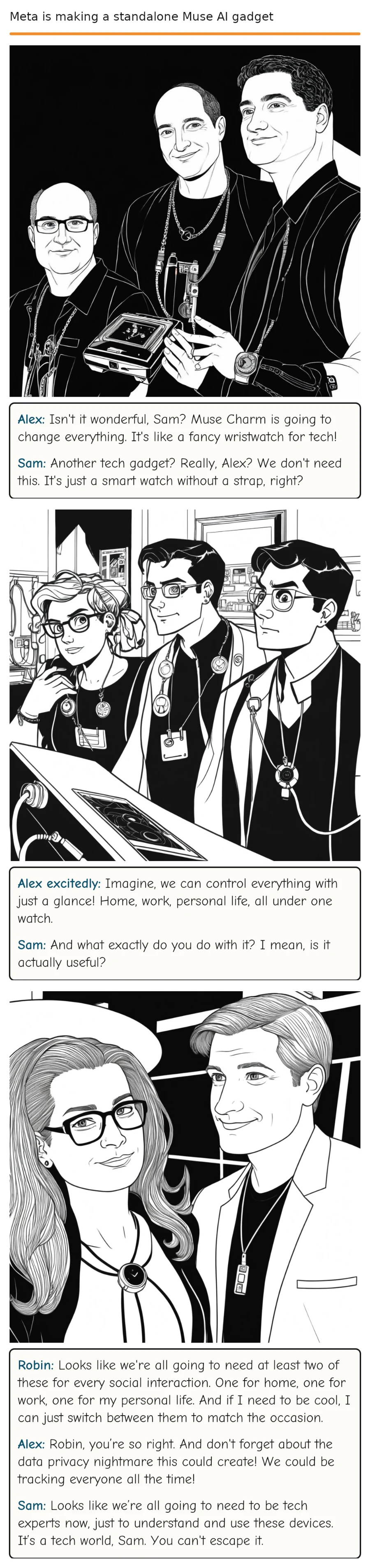 Meta is making a standalone Muse AI gadget — comic strip