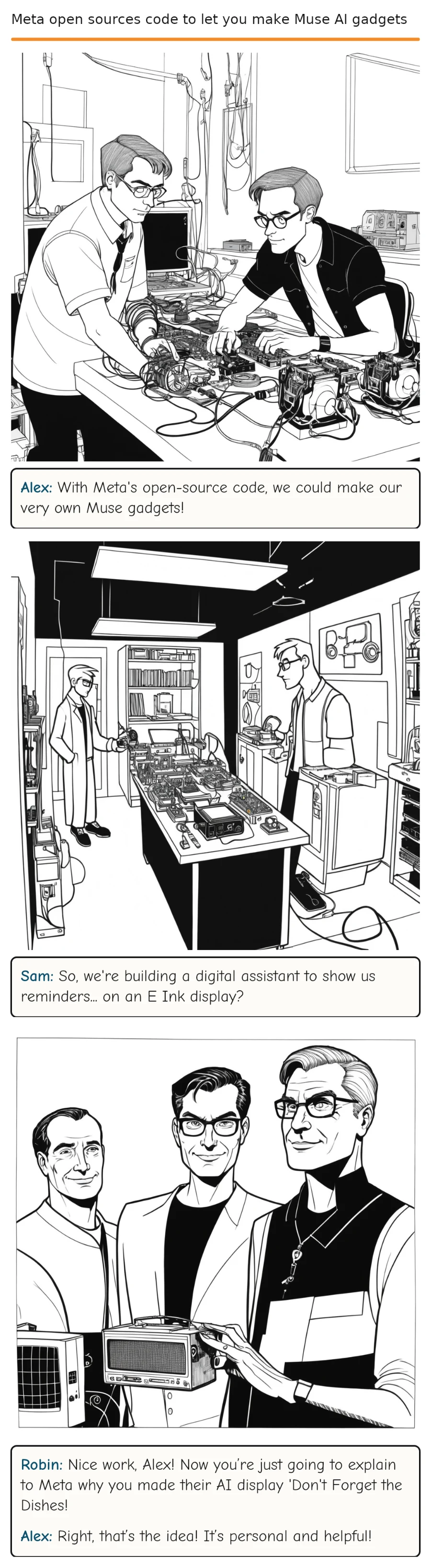 Meta open sources code to let you make Muse AI gadgets — comic strip