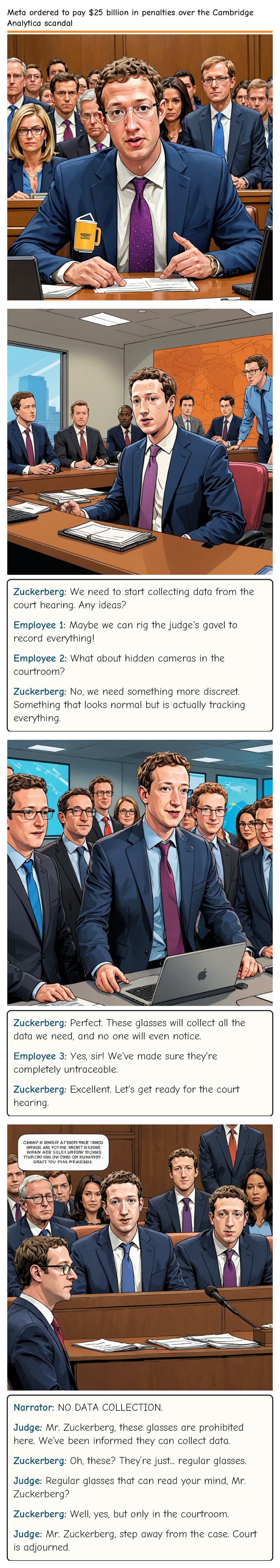 Meta ordered to pay $25 billion in penalties over the Cambridge Analytica scandal — comic strip