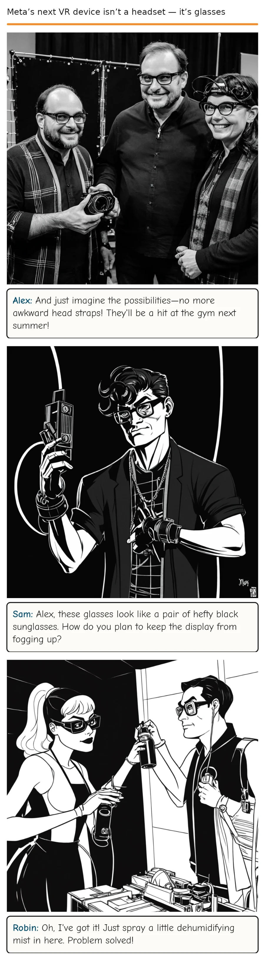 Meta’s next VR device isn’t a headset — it’s glasses — comic strip