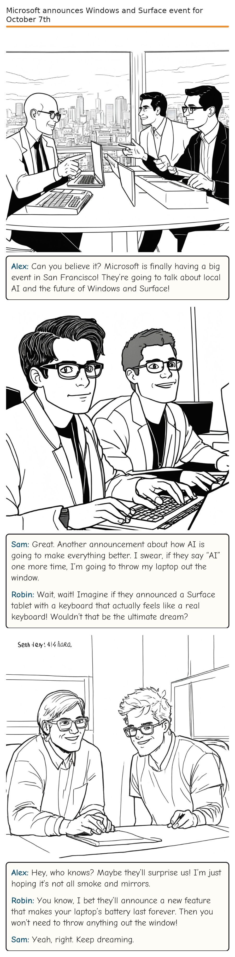 Microsoft announces Windows and Surface event for October 7th — comic strip