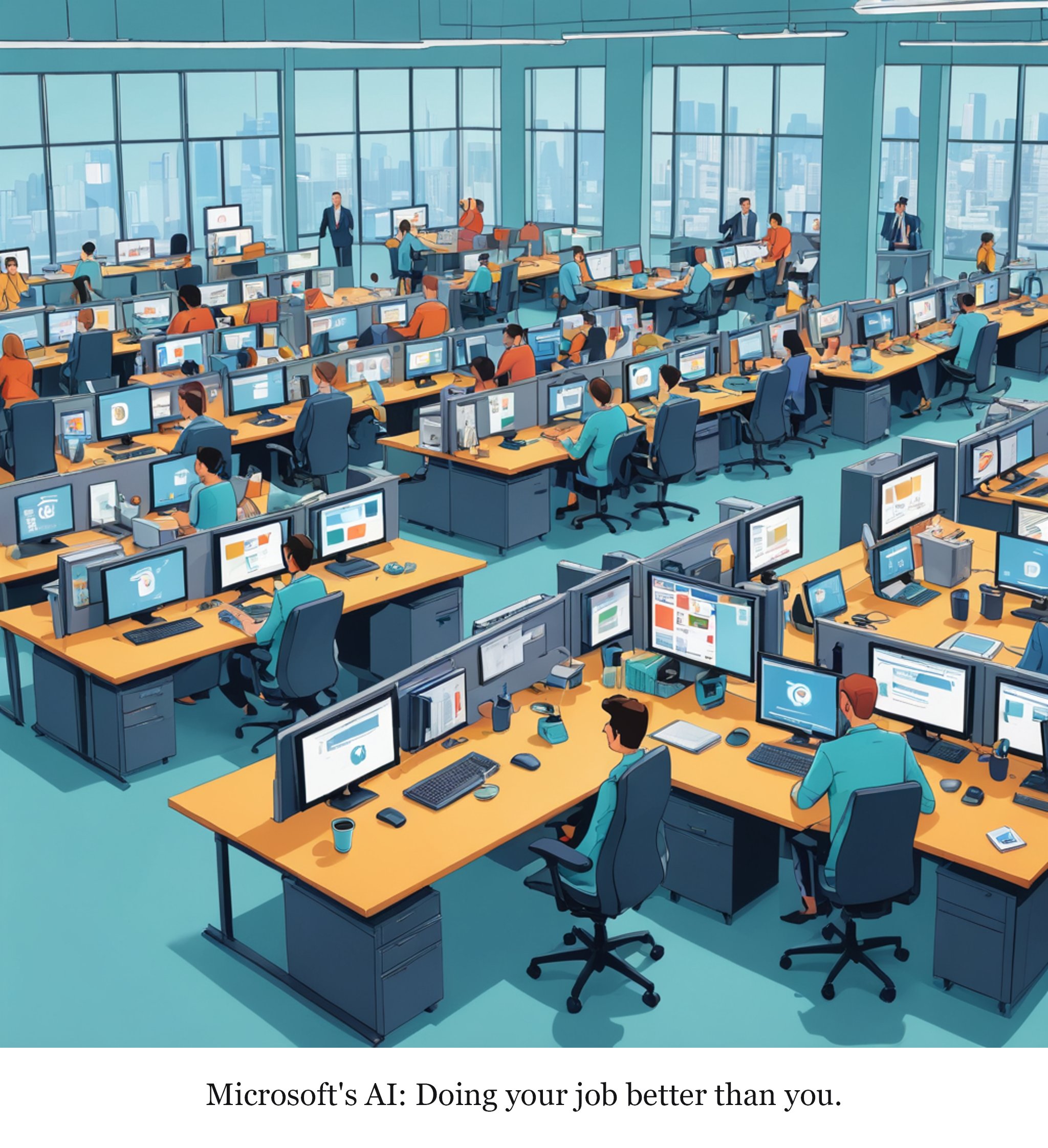 Microsoft’s AI future has fewer jobs — one-panel cartoon