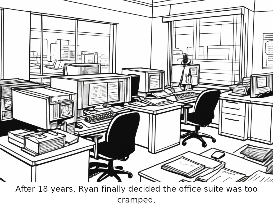 After 18 years, Ryan finally decided the office suite was too cramped.