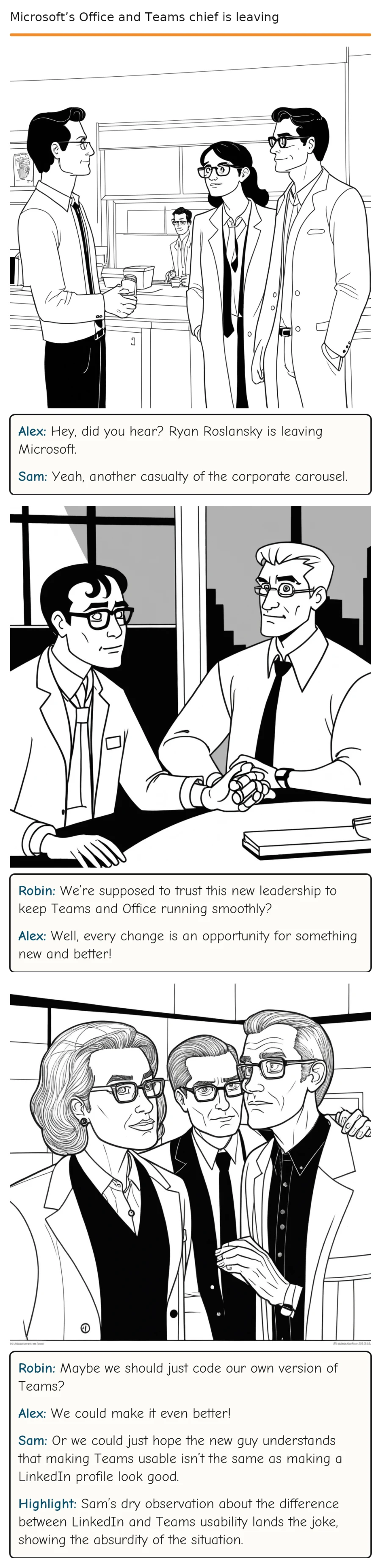 Microsoft’s Office and Teams chief is leaving — comic strip