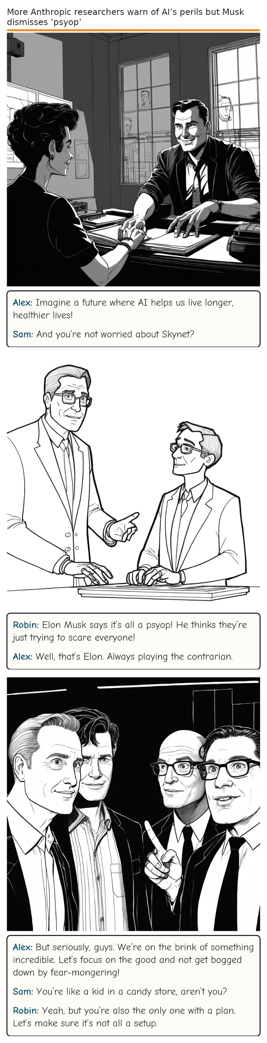 More Anthropic researchers warn of AI’s perils but Musk dismisses ‘psyop’ — comic strip