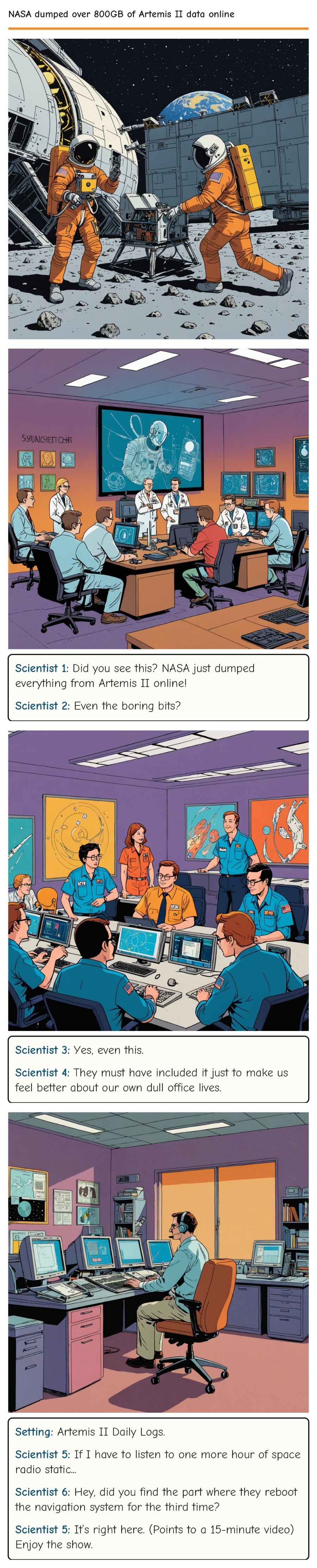 NASA dumped over 800GB of Artemis II data online — comic strip