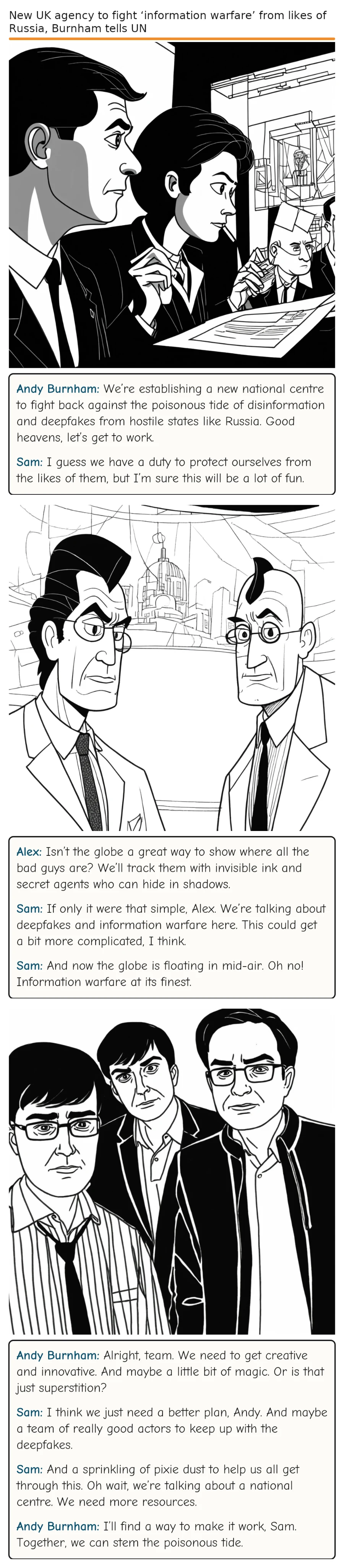 New UK agency to fight ‘information warfare’ from likes of Russia, Burnham tells UN — comic strip