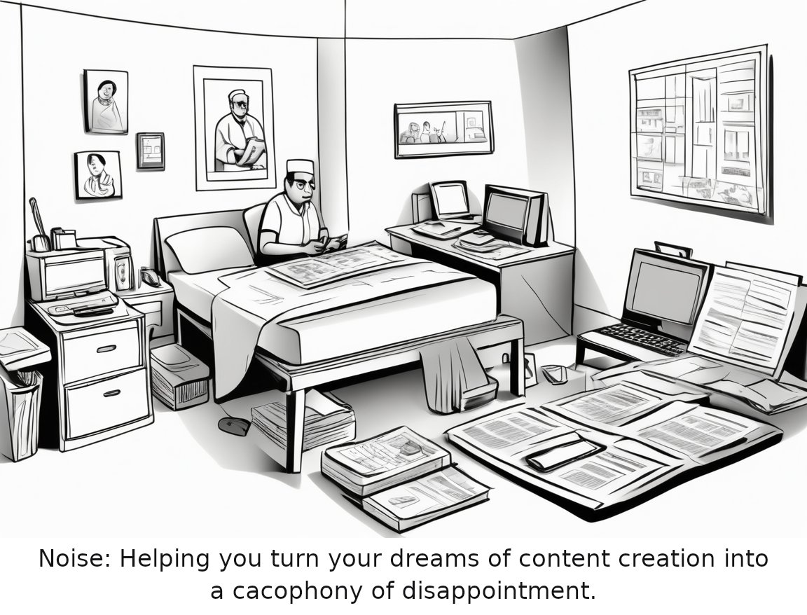 Noise wants to help everyday people become paid content creators — one-panel cartoon
