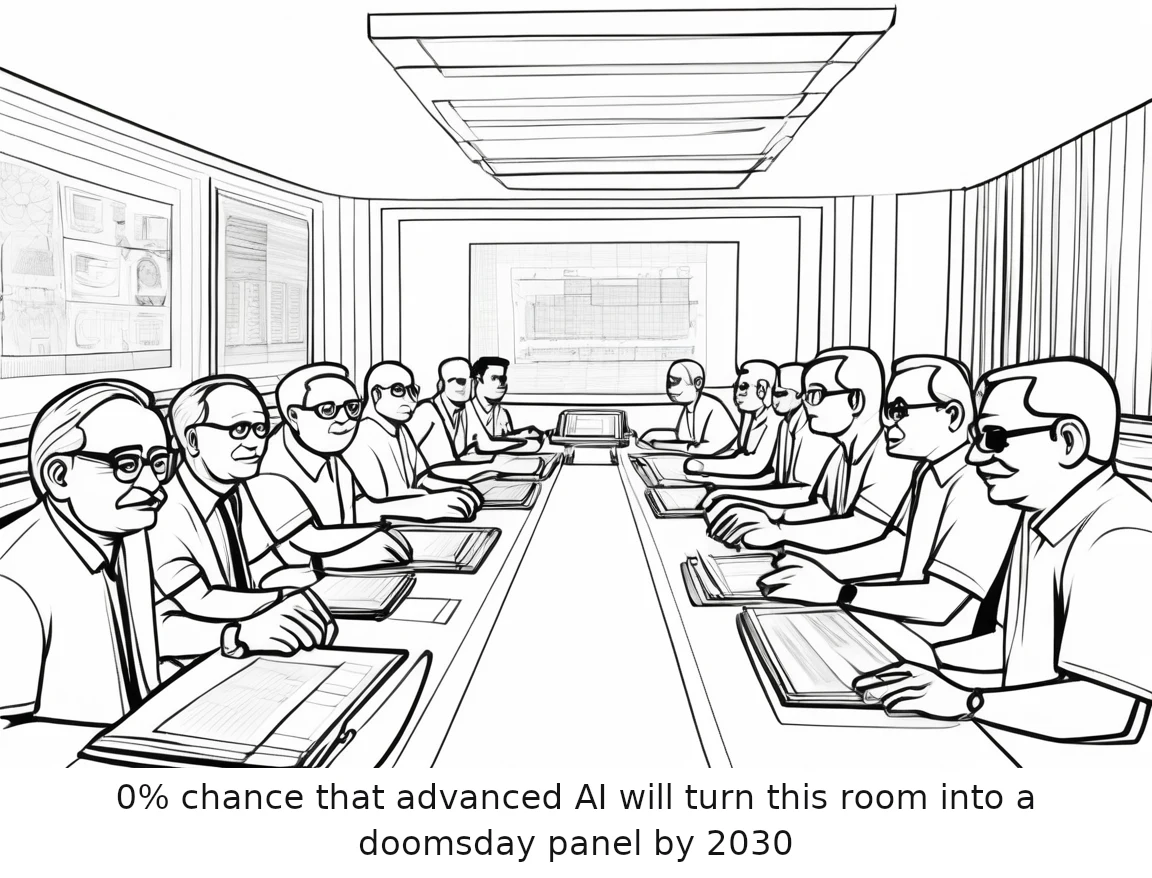 0% chance that advanced AI will turn this room into a doomsday panel by 2030