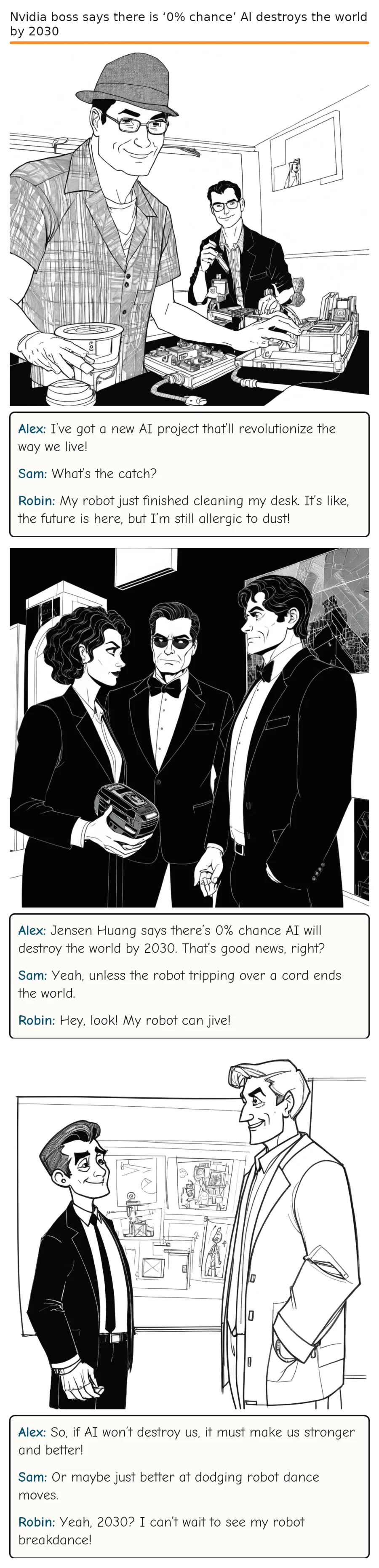Nvidia boss says there is ‘0% chance’ AI destroys the world by 2030 — comic strip