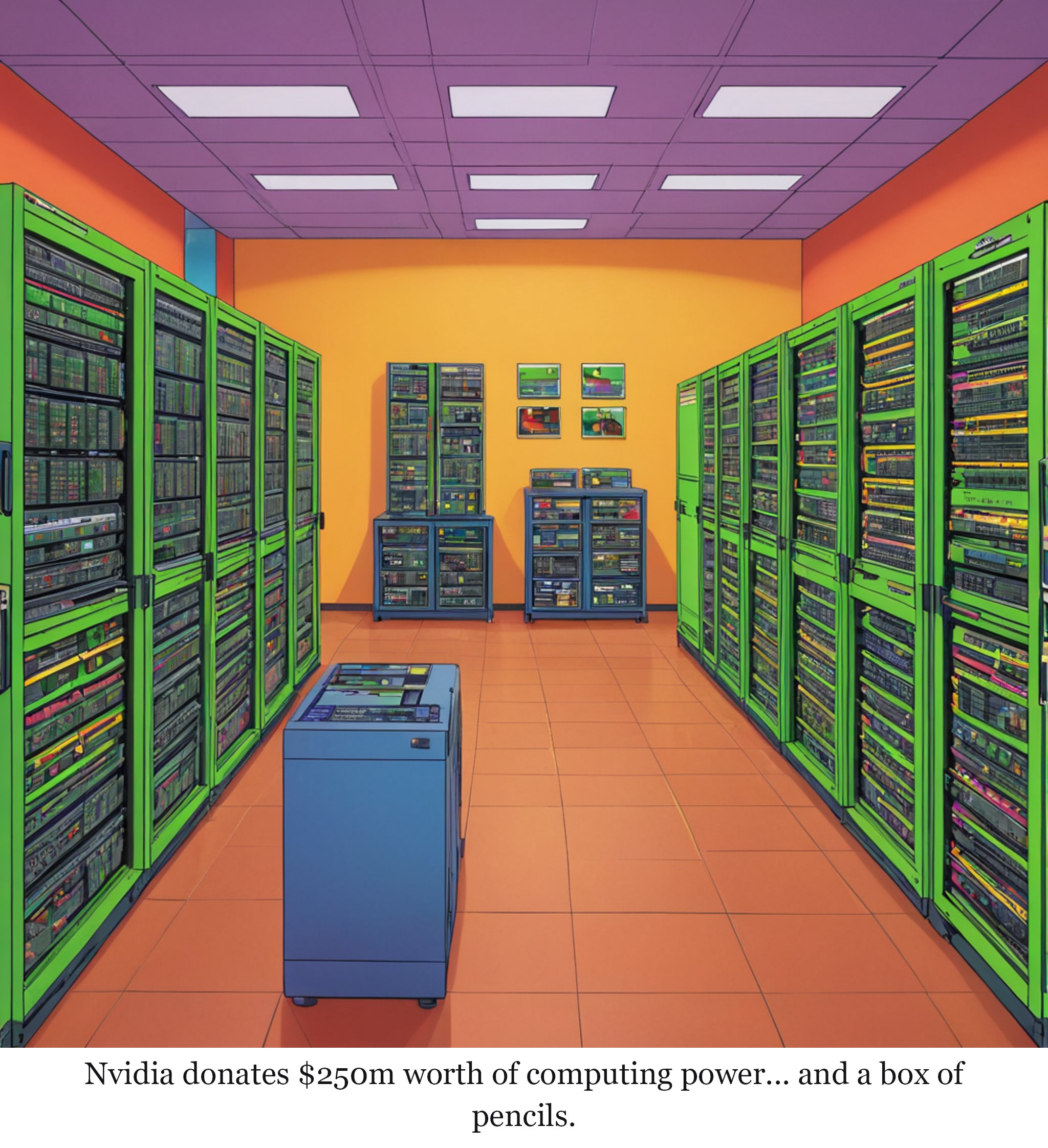 Nvidia, worth $5.5tn, donates $250m to UK for AI safety research — one-panel cartoon