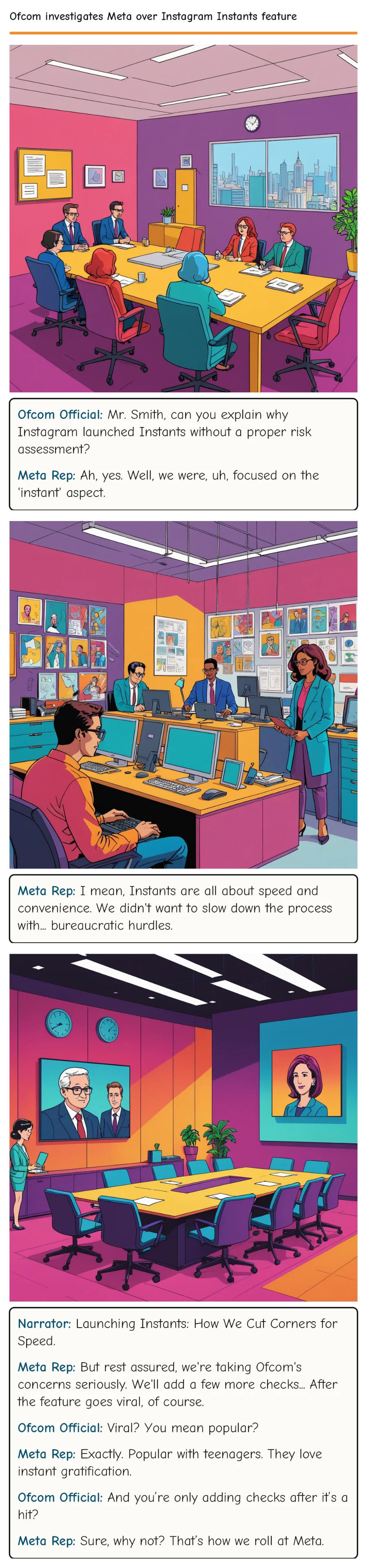 Ofcom investigates Meta over Instagram Instants feature — comic strip