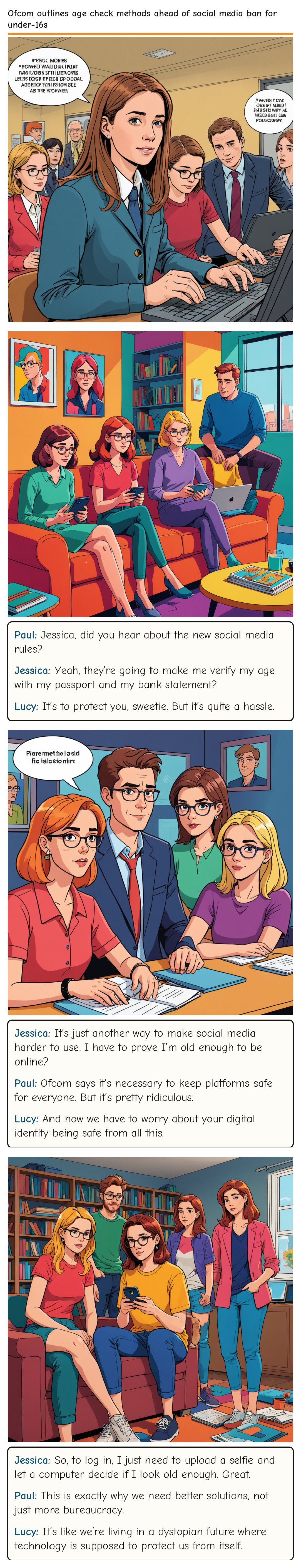 Ofcom outlines age check methods ahead of social media ban for under-16s — comic strip