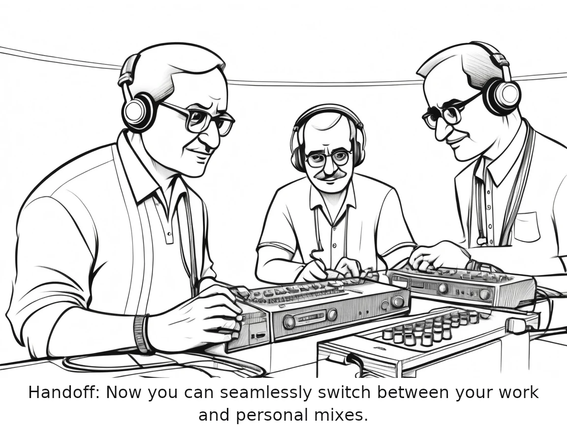 Handoff: Now you can seamlessly switch between your work and personal mixes.