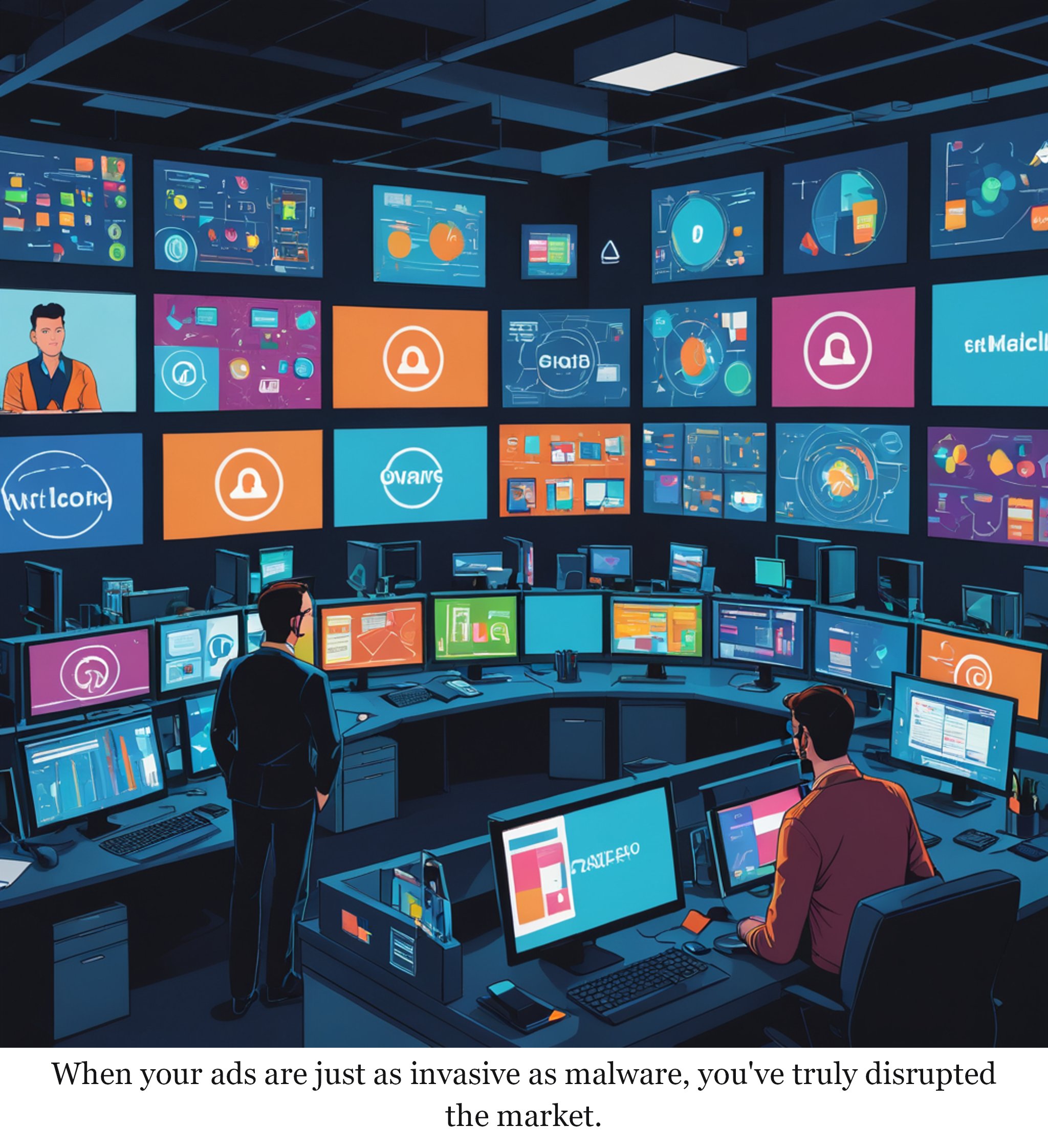 Online ads weaponised to deliver ‘zero-click’ spyware, researchers say — one-panel cartoon
