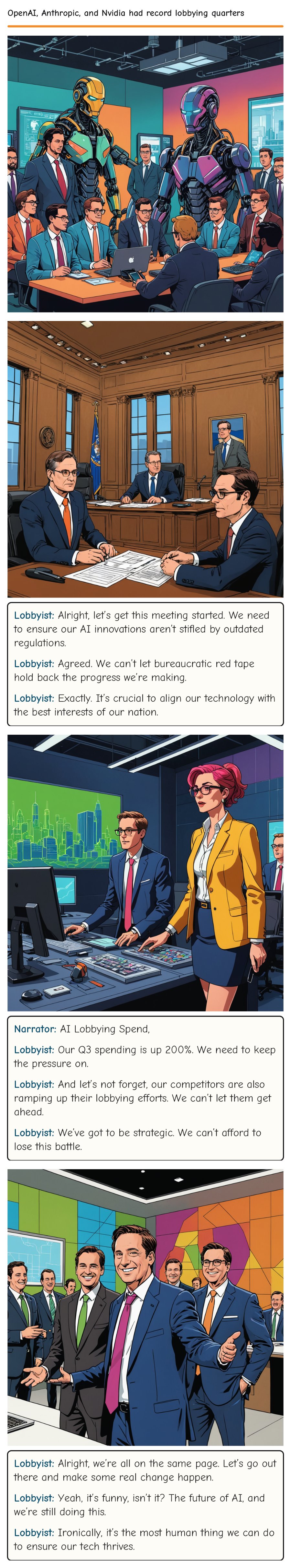 OpenAI, Anthropic, and Nvidia had record lobbying quarters — comic strip
