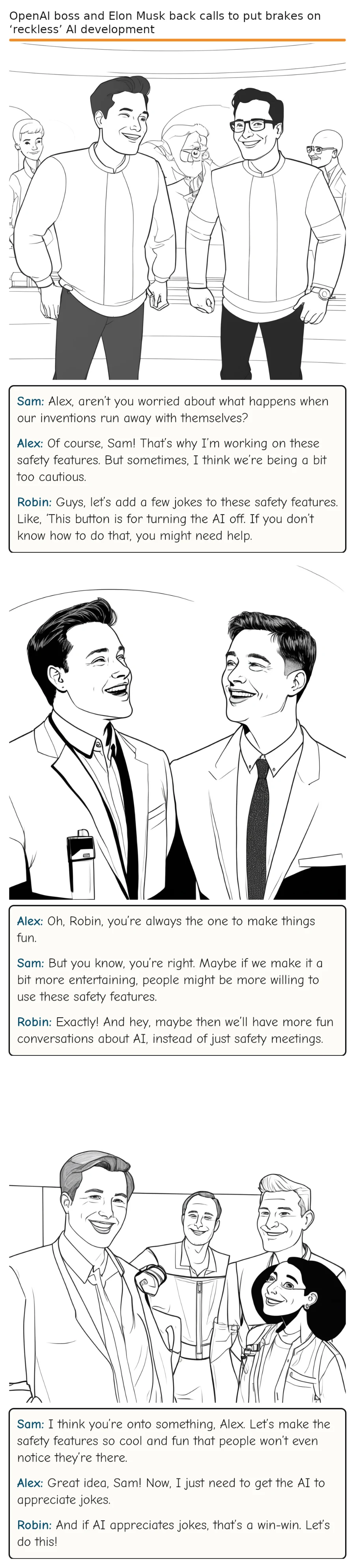 OpenAI boss and Elon Musk back calls to put brakes on ‘reckless’ AI development — comic strip