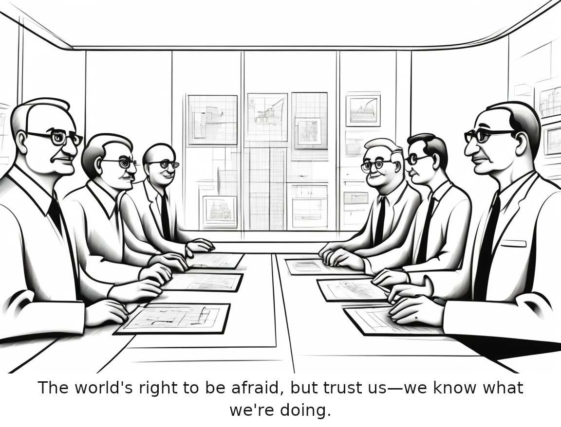 OpenAI boss says world 'right to be afraid' but 'should trust' AI firms — one-panel cartoon