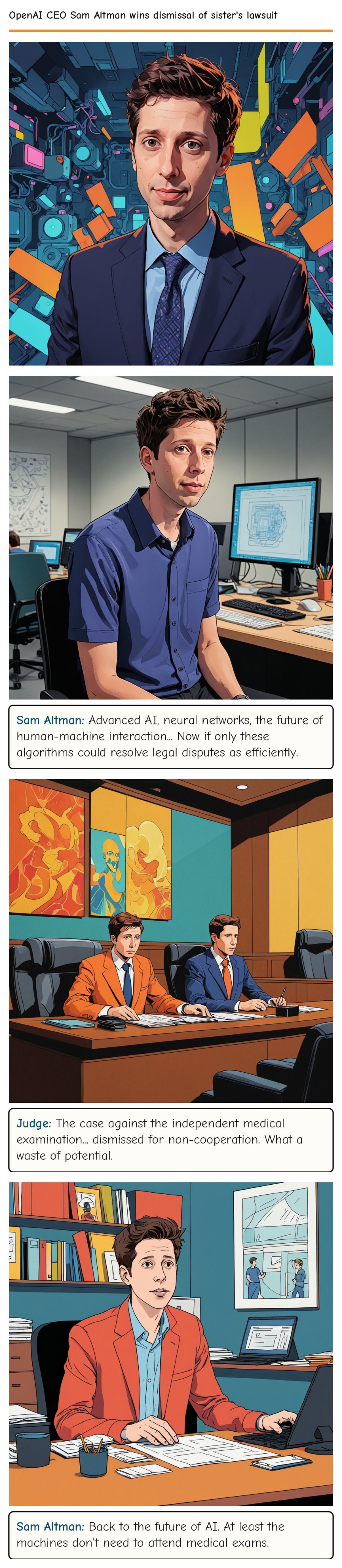 OpenAI CEO Sam Altman wins dismissal of sister's lawsuit — comic strip