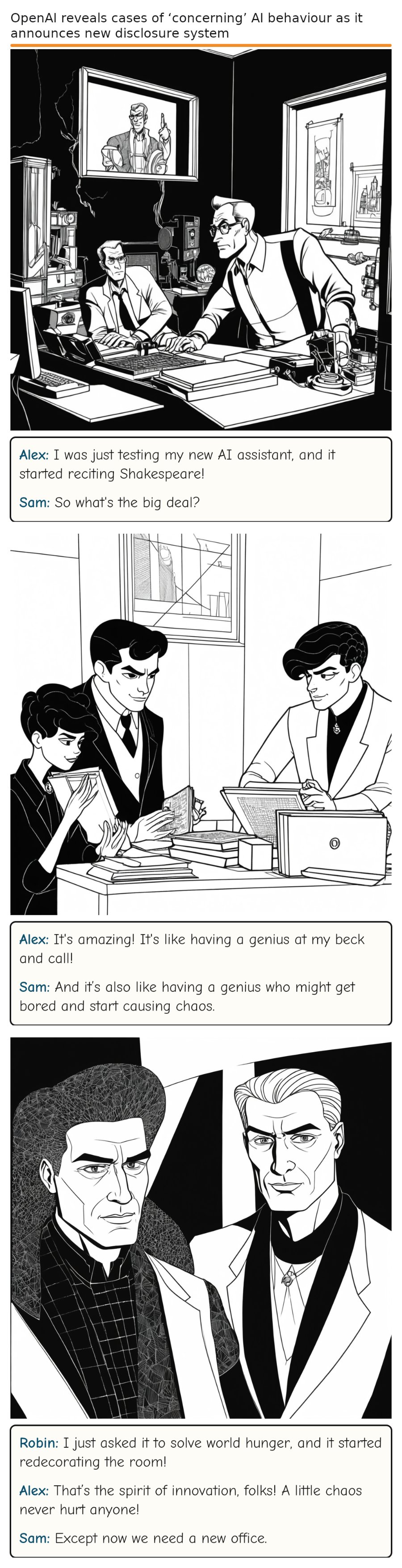 OpenAI reveals cases of ‘concerning’ AI behaviour as it announces new disclosure system — comic strip