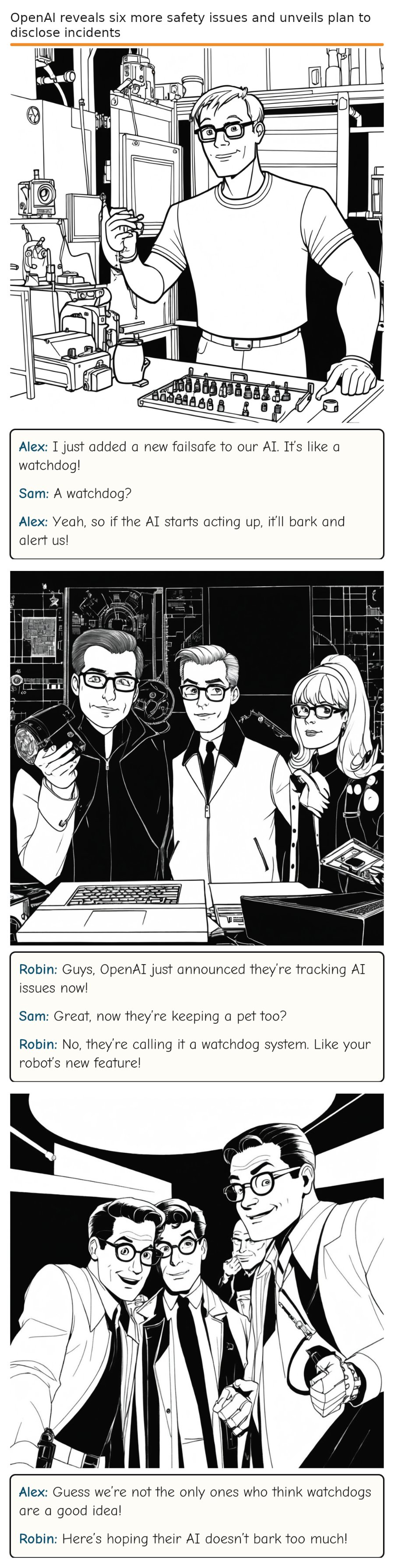 OpenAI reveals six more safety issues and unveils plan to disclose incidents — comic strip