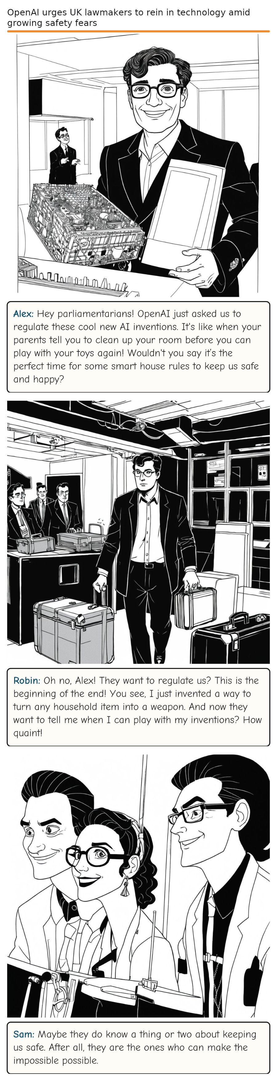 OpenAI urges UK lawmakers to rein in technology amid growing safety fears — comic strip