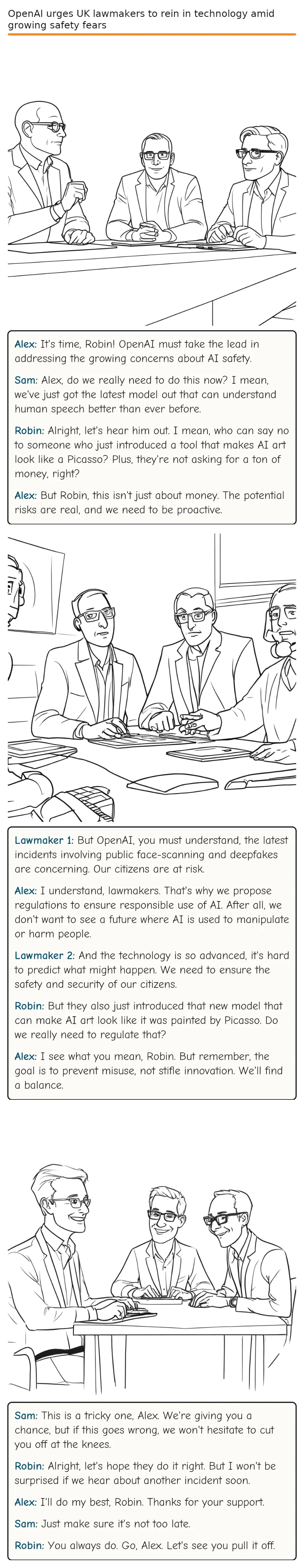 OpenAI urges UK lawmakers to rein in technology amid growing safety fears — comic strip