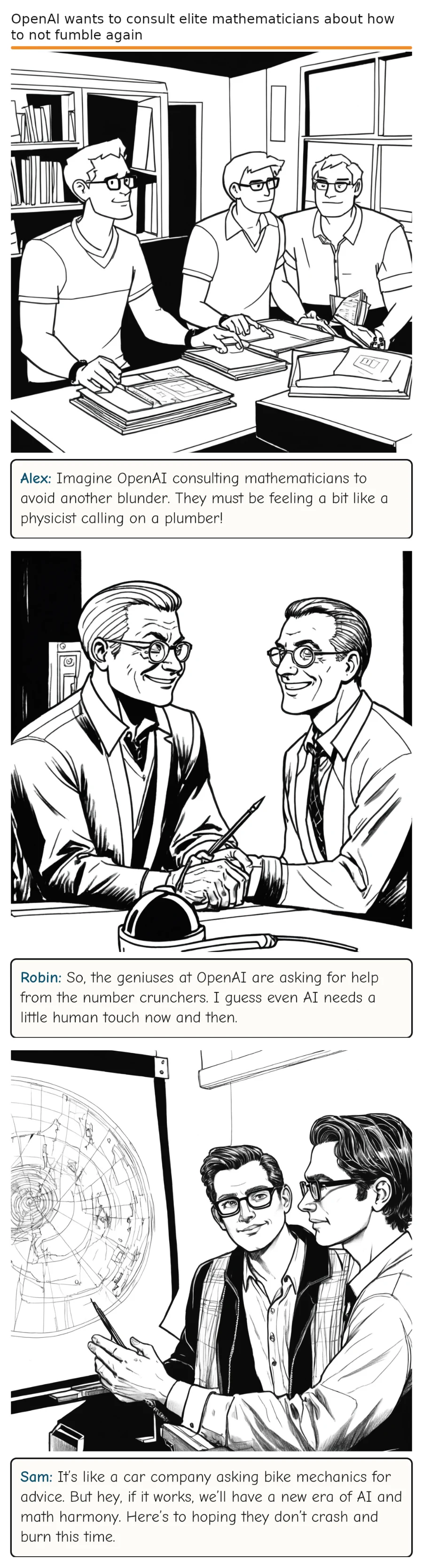 OpenAI wants to consult elite mathematicians about how to not fumble again — comic strip