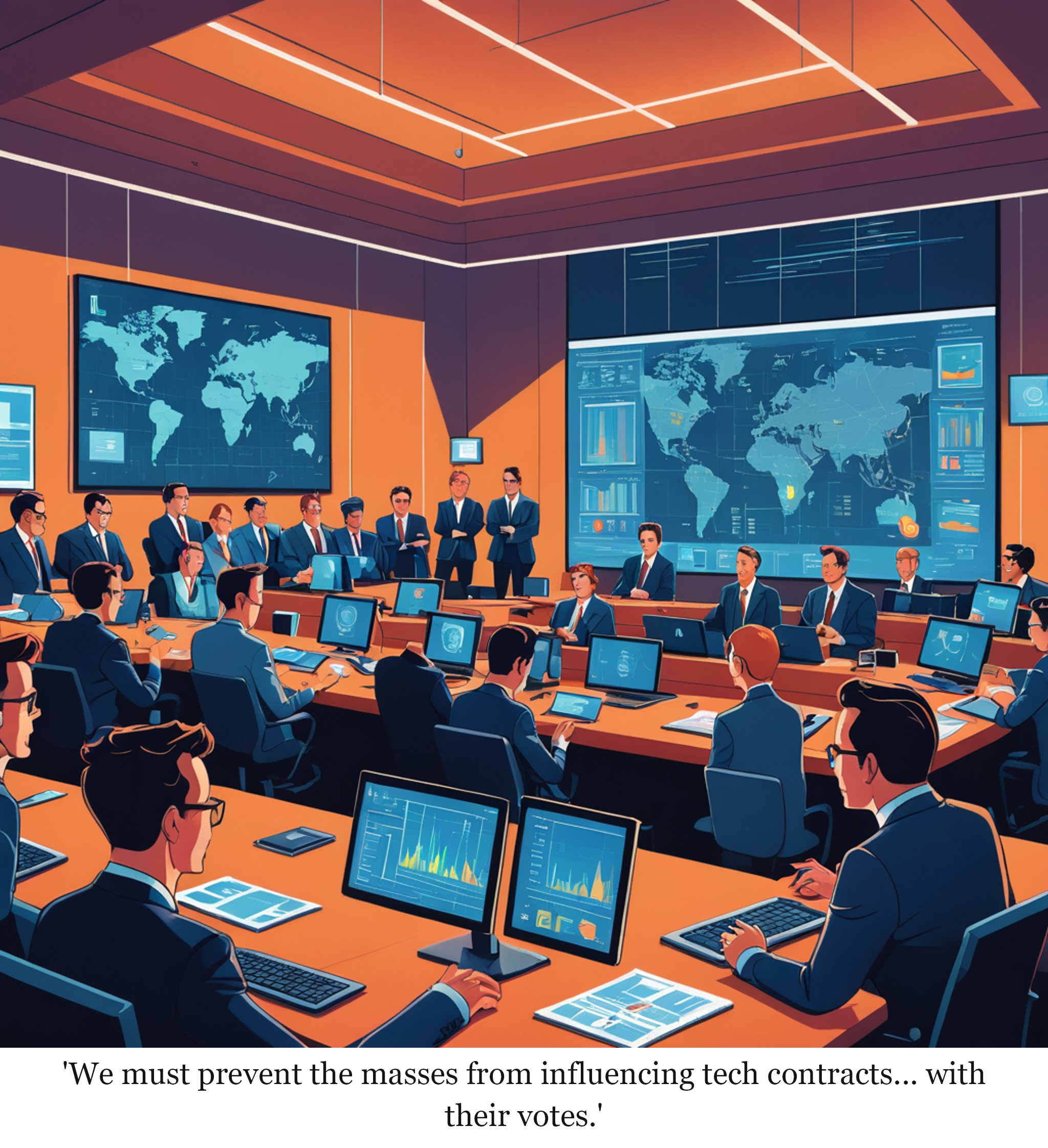 'We must prevent the masses from influencing tech contracts... with their votes.'