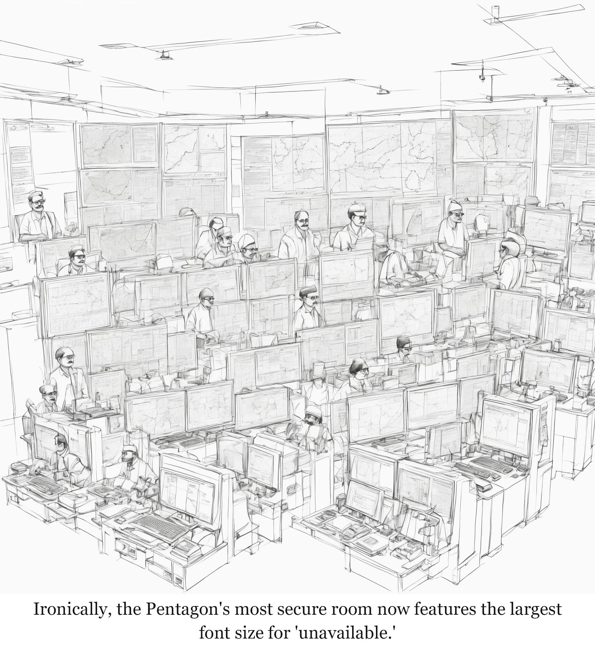 Ironically, the Pentagon's most secure room now features the largest font size for 'unavailable.'