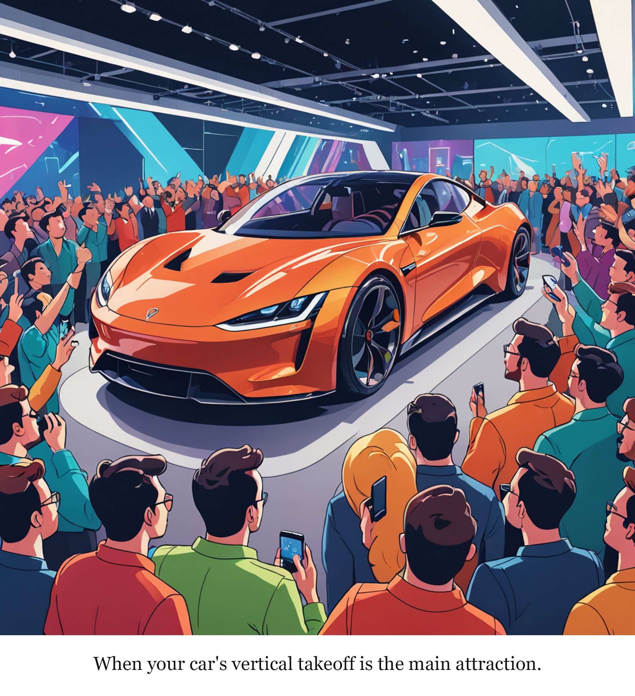 Relive Tesla's ridiculous(ly fun) Roadster stunt show — one-panel cartoon