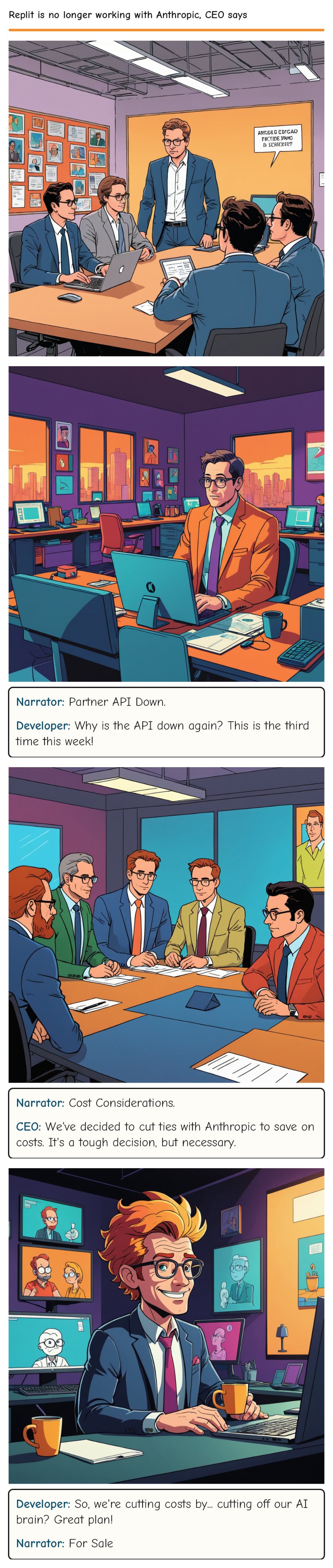 Replit is no longer working with Anthropic, CEO says — comic strip
