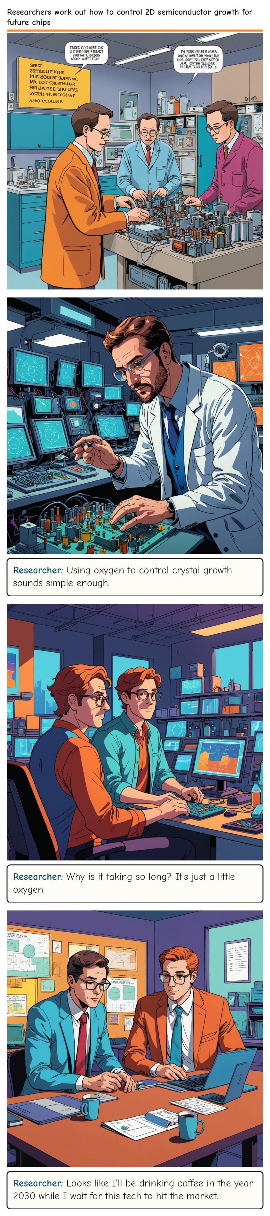 Researchers work out how to control 2D semiconductor growth for future chips — comic strip